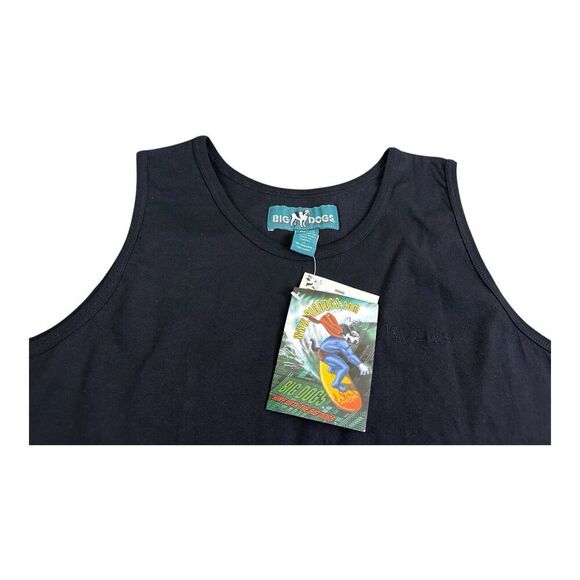 Big Dogs Mens Large Tank Top Script Embroidered Logo 90s Y2K Black Shirt NEW NWT - Picture 10 of 11